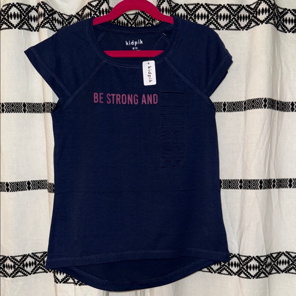 Kidpik Navy Tee with Pink Text